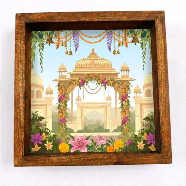 Teakwood Wall Frames - 5 Pieces -Royal Mandap Theme - 8 * 8 * 0.5 inches, 5 pieces