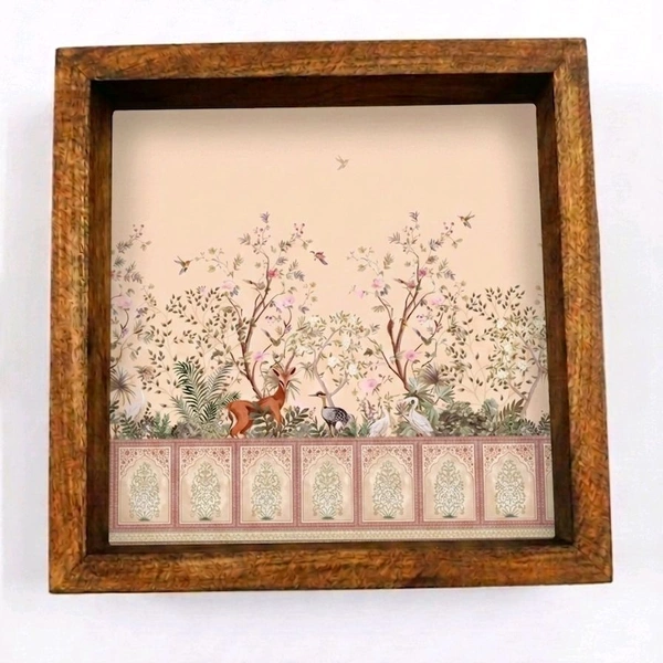 Teakwood Wall Frames - 5 Pieces -Garden Theme - 10 * 10 * 0.5 inches, 5 pieces