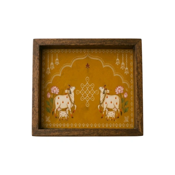 Teakwood Wall Frames - 5 Pieces -Kolam Theme - 10 * 10 * 0.5 inches, 5 pieces