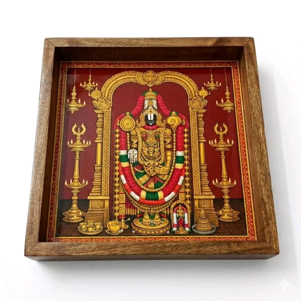 Teakwood Wall Frames - Lord Venkateshwara / Balaji God - 6 * 6 * 0.5 inches, 5 pieces