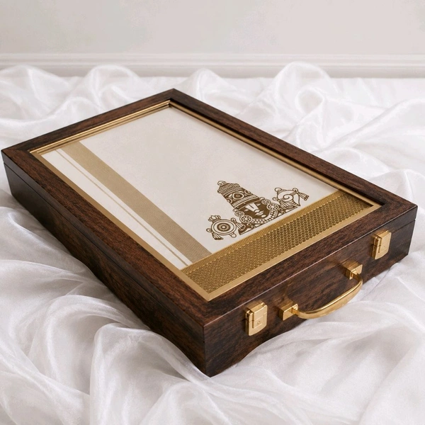 Teakwood Vesthi / Panche / Dhothi Box - Teakwood with Printed glass
