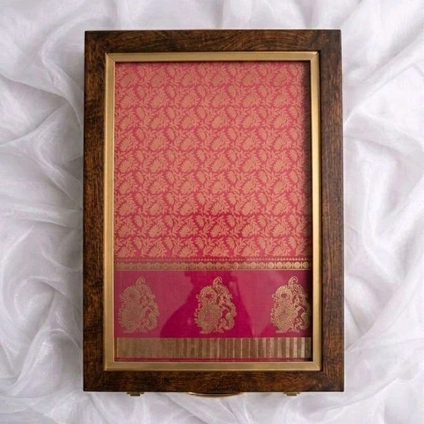 Teakwood Saree Box With Printed Glass