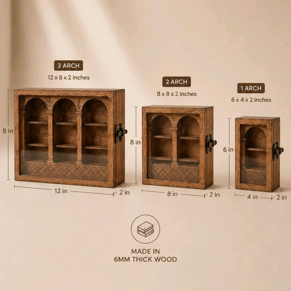 Walnut Colour Birchwood Anxiety Bookshelf For Miniature Book Display - 12 * 8 * 2 Inches