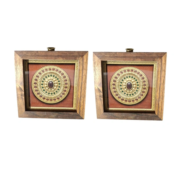 Tanjore Painting Style Teakwood Coasters / Mini Wall Frames-Set Of 4 Pieces- Tanjore Style - 4 pieces