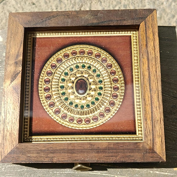 Tanjore Painting Style Teakwood Coasters / Mini Wall Frames-Set Of 4 Pieces- Tanjore Style - 4 pieces