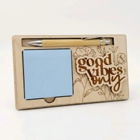 Wooden Sticky Notes & Pen Holder - 5, Focus on the good