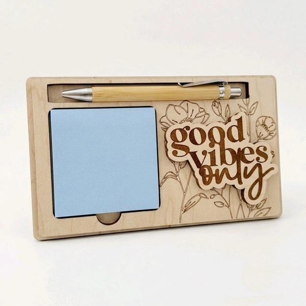 Wooden Sticky Notes & Pen Holder - 5, Focus on the good