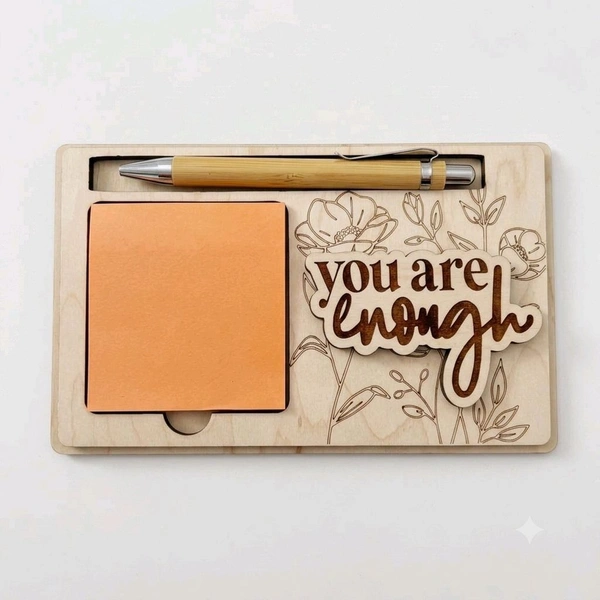 Wooden Sticky Notes & Pen Holder - 5, Focus on the good