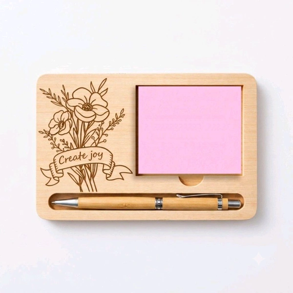 Wooden Sticky Notes & Pen Holder - 10, Focus on the good