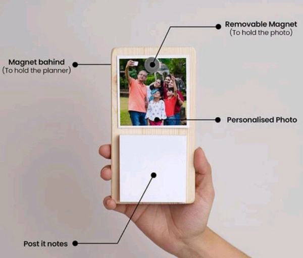 Wooden Fridge Magnet With Sticky Notes & Photo Holder - 5 pieces