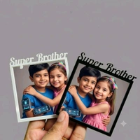 Double Layer Photo Frame Fridge Magnet Rakshabandan Special - black, 5 pieces, best mother