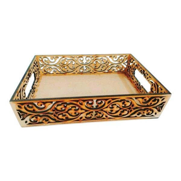 Laser Cutwork Serving Tray - Floral Design