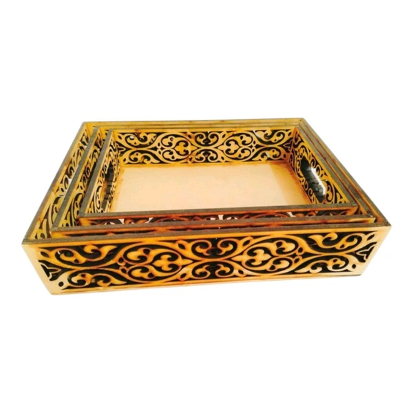 Laser Cutwork Serving Tray - Floral Design