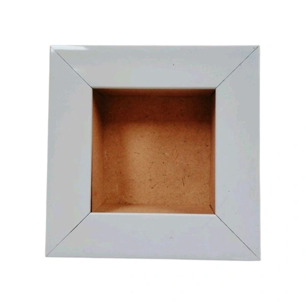 Miniature Photo Frame Shadow Box - Small Size - White, 4 Inch / 4 Inch, With Acrylic Cover