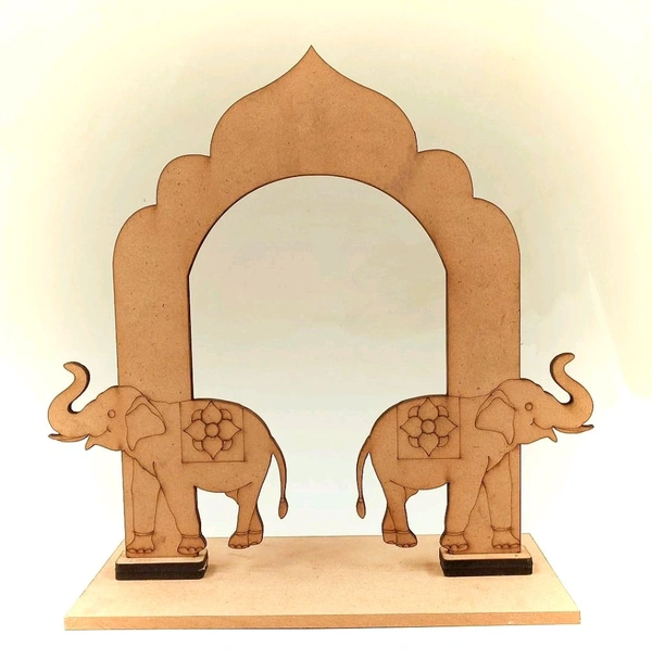 Jharokha Backdrop Arch Prabhavali With Elephant  - 12 Inches