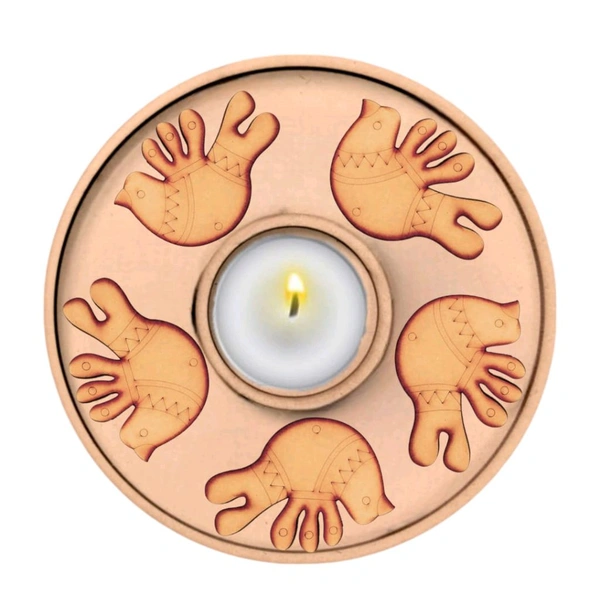 Layer Tea Light Candle Holder - Madhubani Bird - 2.5 Layers