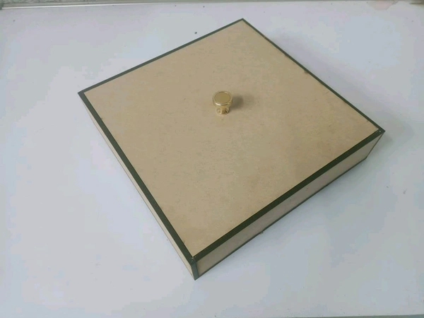 Box With Metal Knob Lid - 6 x 6 x 2 Inches