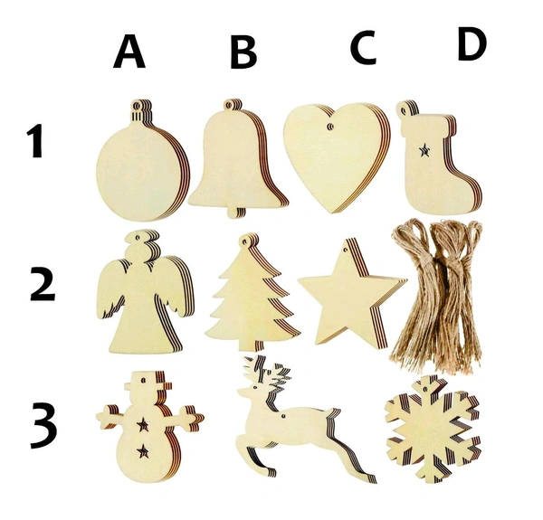 Christmas Ornaments With Twine - Set Of 5 - A1, 5pcs