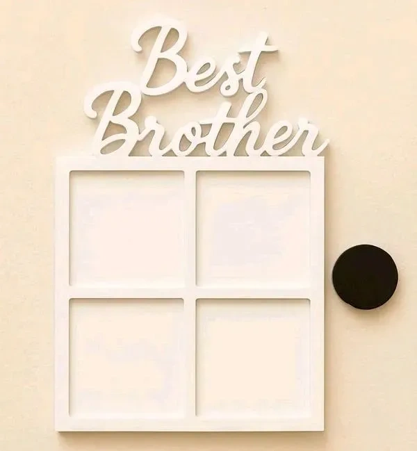 Best Brother Double Layer White Acrylic Photo Fridge Magnet - 2 pieces
