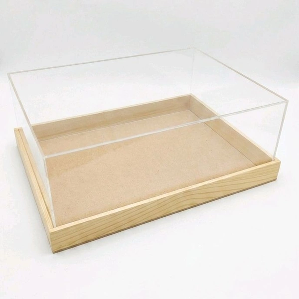 Pinewood Acrylic Wedding Invitation/ display Box - 10*10*4 Inches