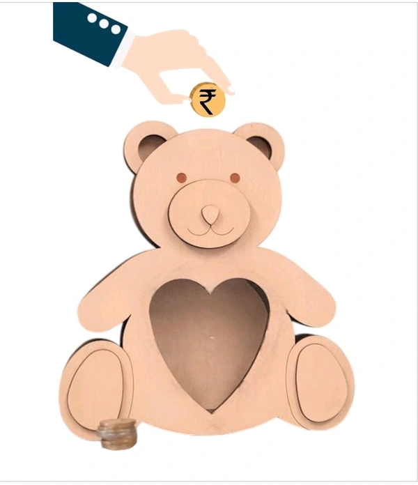 Self Standing Piggy Bank - Teddy Bear  - 6 Inches, DIY