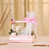 Fancy Pine Wood Gift Baskets – 5x8x2.5 IN (Pack of 4) Wooden Hamper