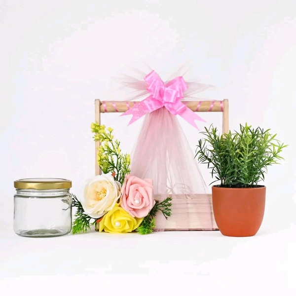 Fancy Pine Wood Gift Baskets – 5x8x2.5 IN (Pack of 4) Wooden Hamper