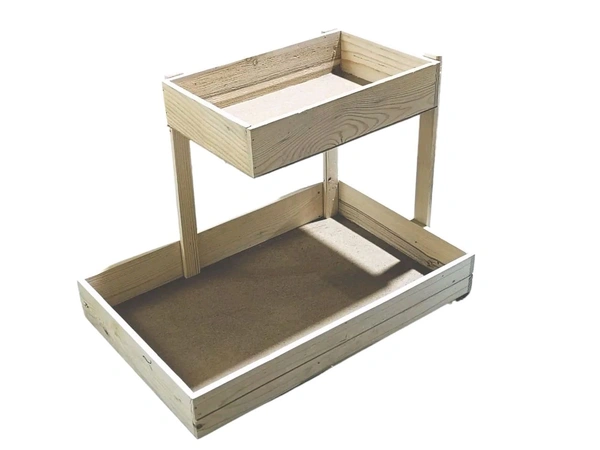 Pine wood Double decker wedding decore tray 12×18 inches big tray and small 12X8 inches Wooden Hamper