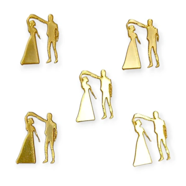 Miniature Dancing Couple - Set Of 10, Gold