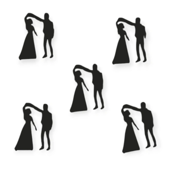 Miniature Dancing Couple - Set Of 10, Black
