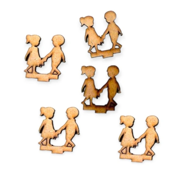 Miniature Brother Sister Cutout  - Set Of 10, White