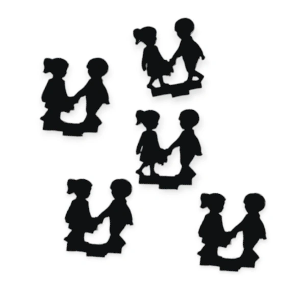 Miniature Brother Sister Cutout  - Set Of 10, Gold