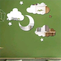 Laser Cut Wall Stickers With Moon Stars And Clouds Mirror Acrylic