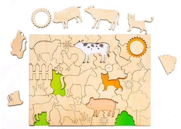 Laser Cut Wooden Animal Puzzle Educational Toys