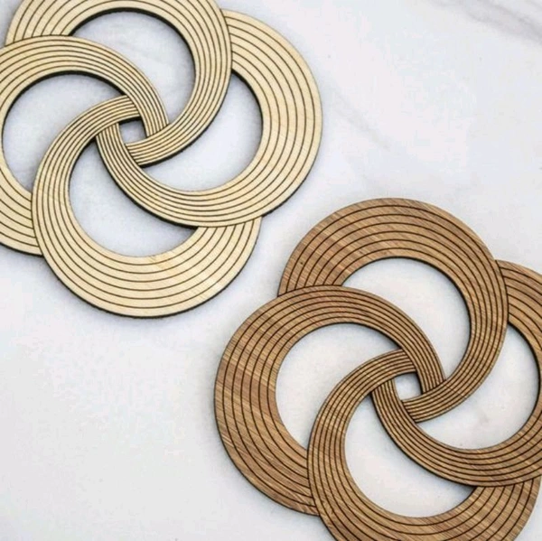 Laser Cut Spiral Wood Coaster