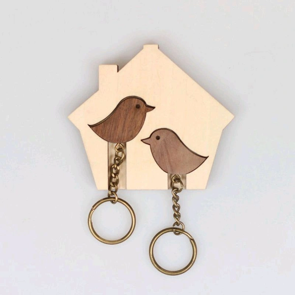 Wooden Bird Key Holder - Birchwood