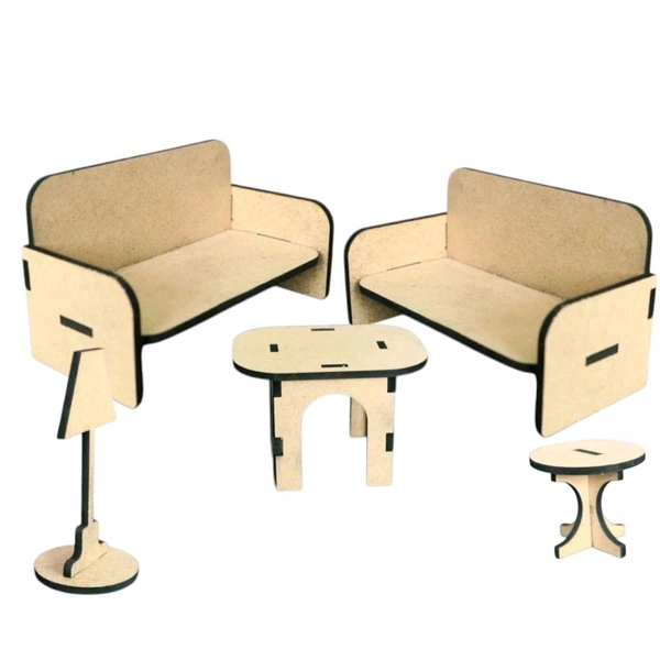 Miniature Furniture Set - Living Room - Set Of 5