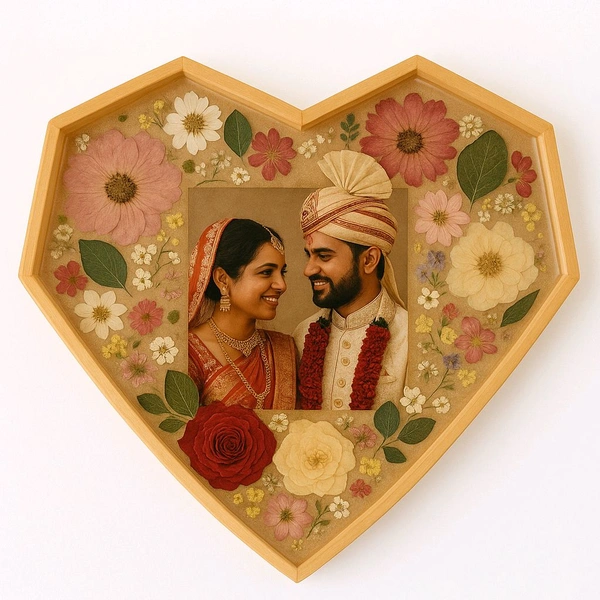 Heart Wooden Frames - Varmala Preservation & Base MDF - 12 * 12 * 1.5 Inches