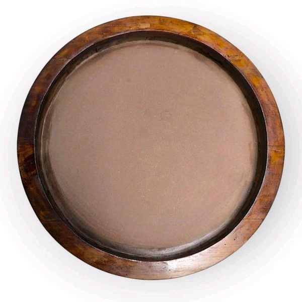 Round Pinewood Frame With LED Teakwood Finish - 8 Inch