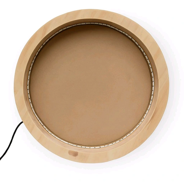 Round Pinewood Frame With LED Lights - 18 Inch