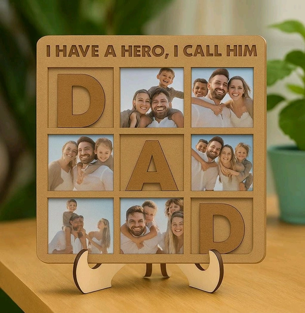 Father's Day Photo Frame with Stand - DAD - 8 * 8 Inches