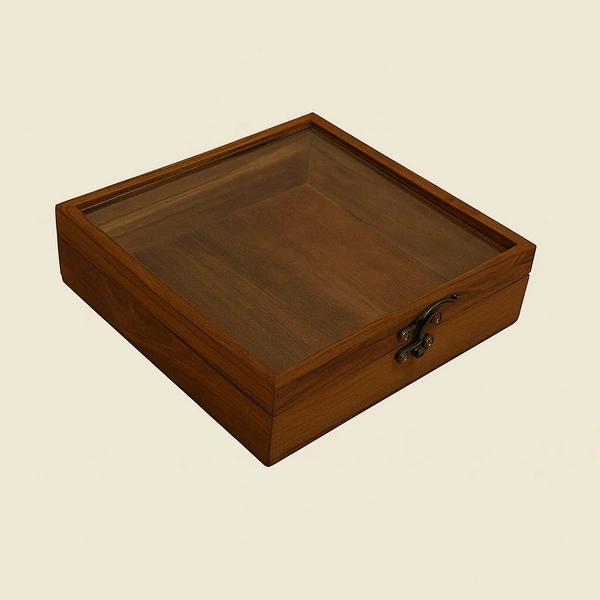 Teakwood - Shadow Box / Gift Box / Storage Box - Lock Box - 6 * 6 * 1 Inch