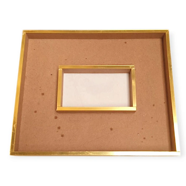 MDF Double Floating Varmala Preservation Frame With Gold Border - 12 * 10 * 1 Inch
