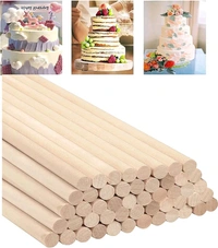Wooden Dowel / Round Wooden Sticks - 12inch Long - Set Of 10, 10mm