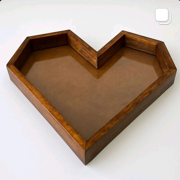 Teakwood Heart Frame - MDF Base  Varmala Preservation - 15 * 13 * 1.25