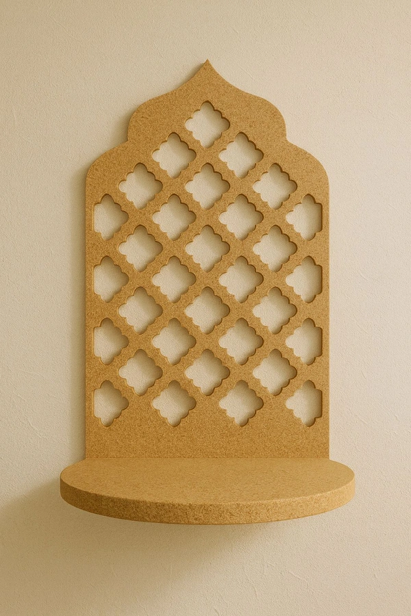 Mini Rattan Jali Jharokha Diya Stand/ Wall Shelf - Set Of 5 Pcs, 6 * 4 * 2.25 Inch