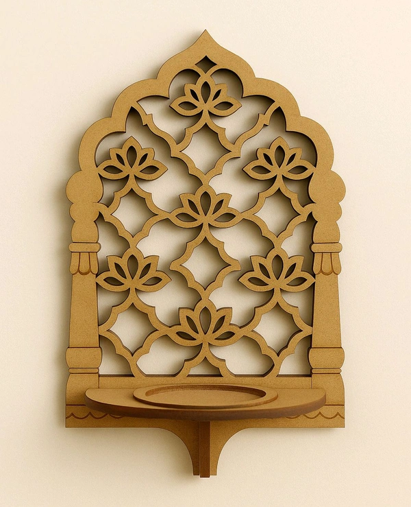 Mini Jharokha with Lotus Diya Stand / Wall Shelf - Set Of 10 Pcs, 6 * 4 * 2.25 Inch