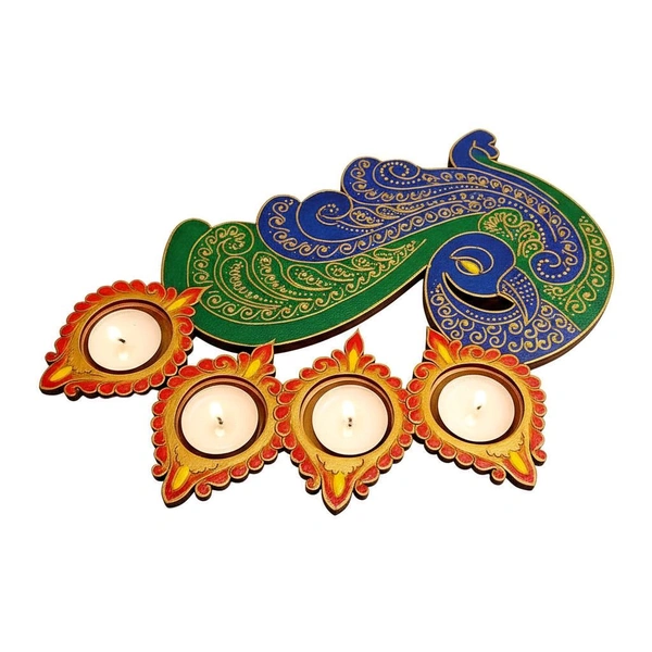Tea Light Holder Peacock Diya Stand - 1pc