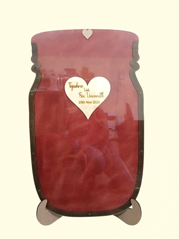 Wedding Guest Book Jar Shape - Wishes Memories Drop Box - 200 Guests, Red