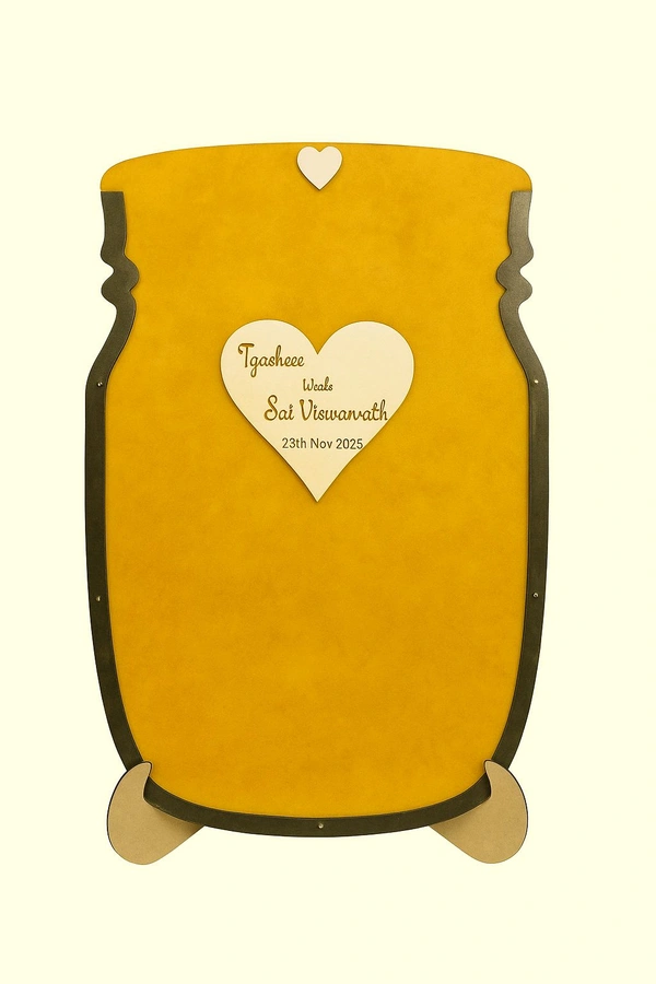 Wedding Guest Book Jar Shape - Wishes Memories Drop Box - 200 Guests, Yellow